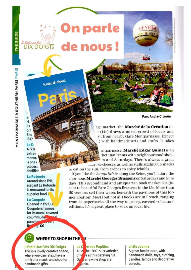 Il était une fois dix doigts, boutique de créateurs et artisan à Paris 75015, est présente dans le guide Lonely Planet